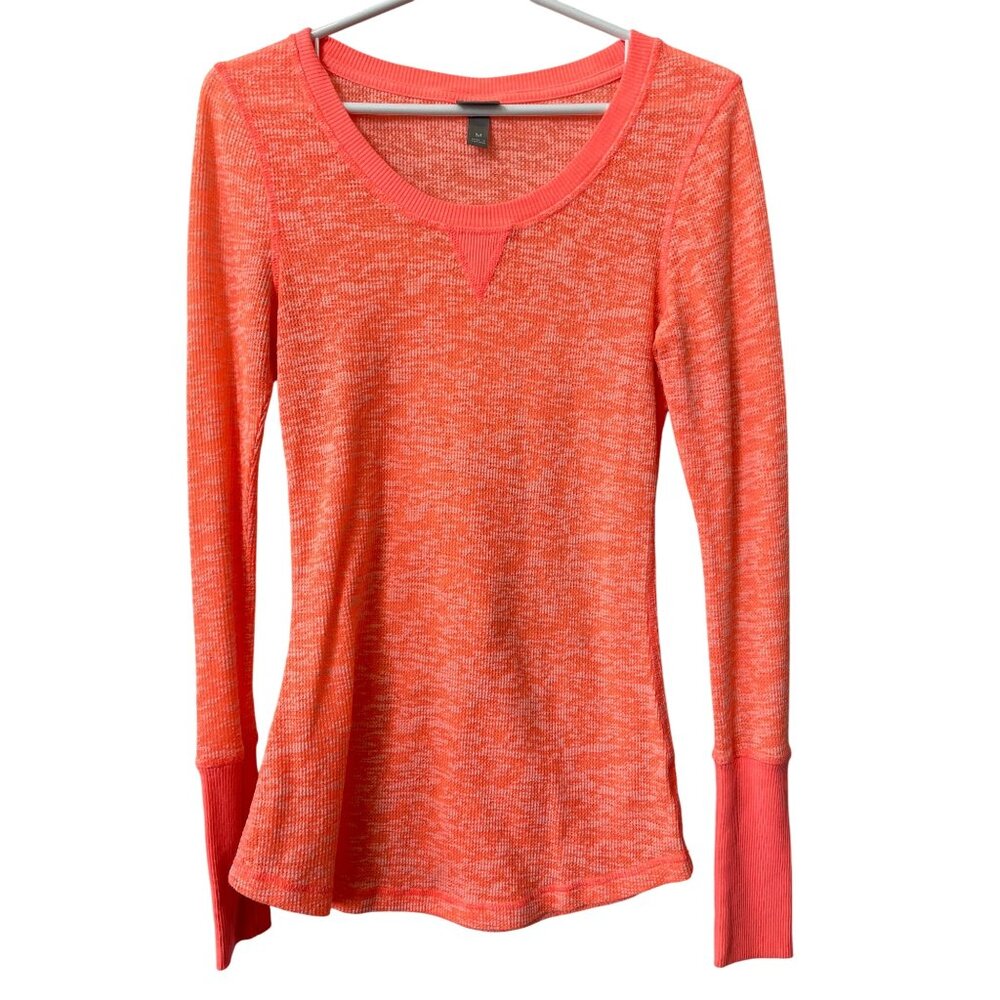 Vanity Essentials Top Size Medium Waffle Knit Long Sleeve Lightweight Stretch